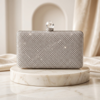 ATHENA - GLITZY GLAM CRYSTAL CLUTCH BAG - SILVER BG2