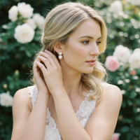 CUBIC ZIRCONIA COLLECTION - LUXE PEARL DROP  EARRINGS - CZER939 SILVER 