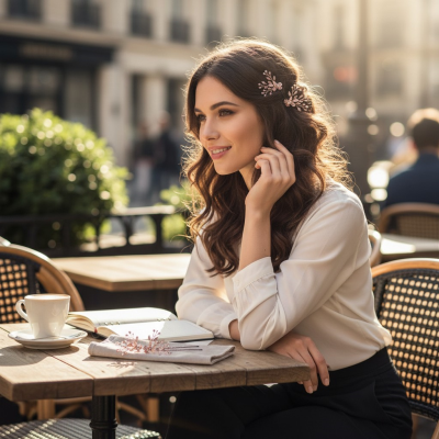 ATHENA COLLECTION - FLORAL ROMANCE HAIR PINS- PIN52 SILVER (PAIR)