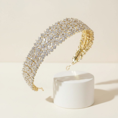 CUBIC ZIRCONIA COLLECTION - EXQUISITE STARLET HEADBAND - -AHB93 GOLD
