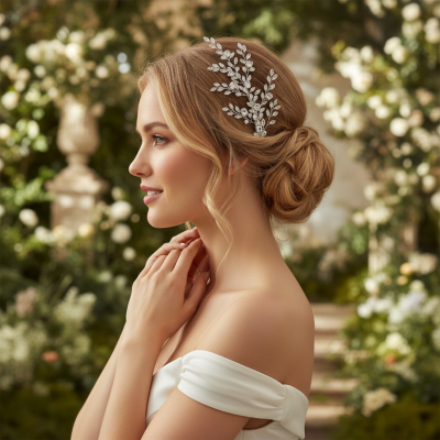 ATHENA COLLECTION - VINTAGE SPRAY HEADPIECE - HC288 SILVER