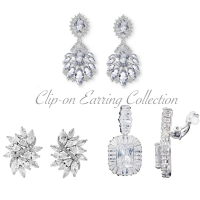 CUBIC ZIRCONIA COLLECTION - SPARKLE GEMS CLIP ON EARRING COLLECTION - SILVER