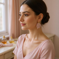 CUBIC ZIRCONIA COLLECTION - PINK SPARKLE EARRINGS -CZER911 PINK 