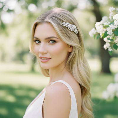 CUBIC ZIRCONIA COLLECTION - GLAM STARLET HAIR CLIP - SILVER CLIP777 SILVER