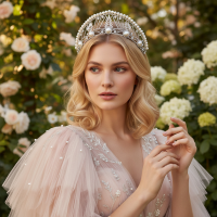 ATHENA COLLECTION - MAJESTIC PEARL TIARA - AHB255 GOLD