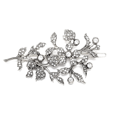 ATHENA COLLECTION - EXQUISTE VINTAGE HAIR CLIP - SILVER  (CLIP 746)