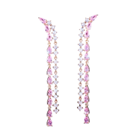 CUBIC ZIRCONIA COLLECTION - GLAM PINK WATERFALL EARRINGS 