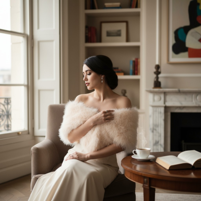 MARABOU FEATHER WRAP - IVORY (SG5)