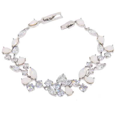 CUBIC ZIRCONIA COLLECTION - COUTURE OPAL SHIMMER BRACELET - BR151 SILVER
