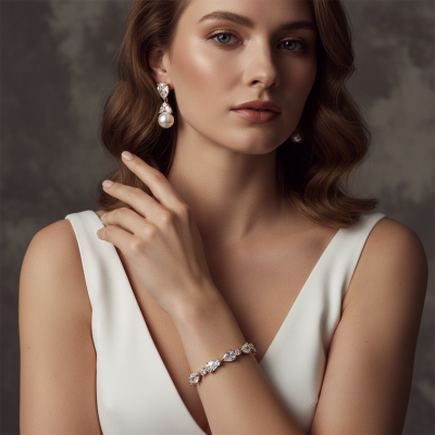 CUBIC ZIRCONIA COLLECTION -CLASSIC CRYSTAL BRACELET SET - ROSE GOLD
