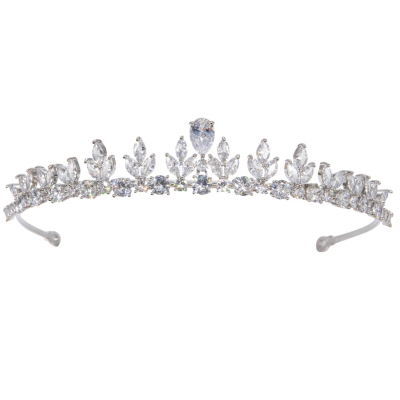 CUBIC ZIRCONIA COLLECTION - CHIC SPARKLE TIARA -AHB164 SILVER 