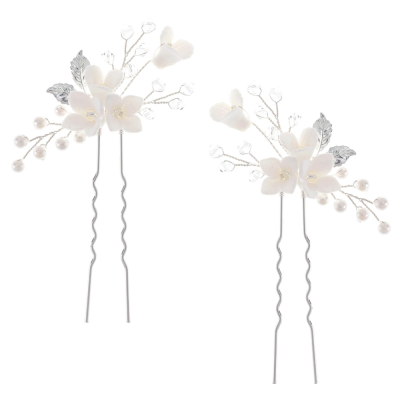 ATHENA COLLECTION - VINTAGE CHARM HAIR PINS - SILVER (PIN48) (PAIR)