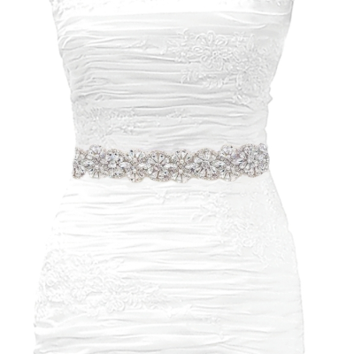 ATHENA COLLECTION - GATSBY GLAM BRIDAL BELT - BELT 49 SILVER