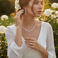 CUBIC ZIRCONIA COLLECTION - CRYSTAL DROP  NECKLACE SET - CZNK295 SILVER 