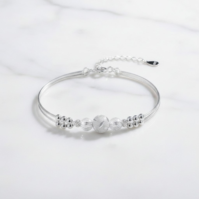 CUBIC ZIRCONIA COLLECTION - CHIC STERLING SILVER BRACELET - BR178 SILVER 