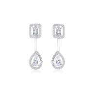CUBIC ZIRCONIA COLLECTION - ART DECO DROP EARRINGS - CZER921 SILVER