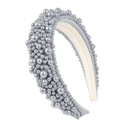 ATHENA COLLECTION - LUXE PEARL HEADBAND - AHB166 GREY