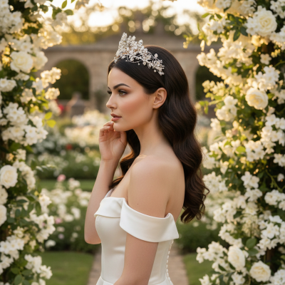 ATHENA COLLECTION - BOHO CHIC TIARA  - SILVER - AHB199