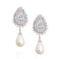 CUBIC ZIRCONIA COLLECTION  - STRALET VINTAGE EARRINGS - CZER764 SILVER