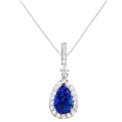 CUBIC ZIRCONIA COLLECTION - CRYSTAL SHIMMER NECKLACE - SAPPHIRE CZNK216