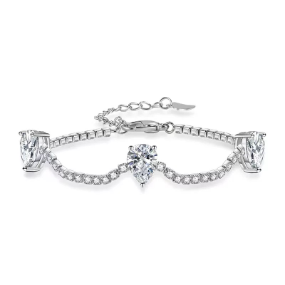 CUBIC ZIRCONIA COLLECTION - SHIMMER BRACELET 925 STERLING SILVER - SILVER  CZBR141