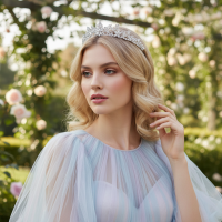 CUBIC ZIRCONIA COLLECTION - CRYSTAL ALLURE TIARA - AHB253 SILVER