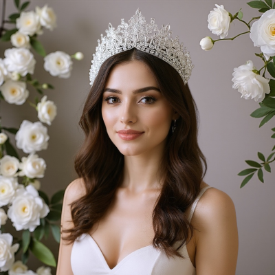 ATHENA COLLECTION - LUXE CRYSTAL TIARA - AHB229 SILVER 