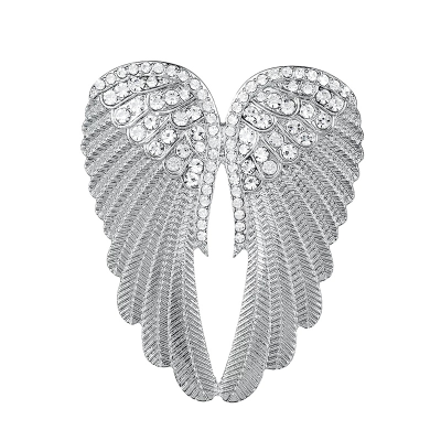 CUBIC ZIRCONIA COLLECTION - ANGEL WINGS BROOCH - SILVER (59)