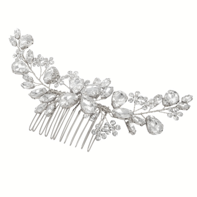 ATHENA COLLECTION - EXQUISITE HAIR COMB - HC264 SILVER 