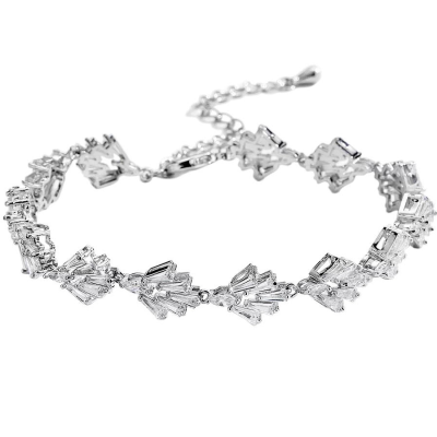 CUBIC ZIRCONIA COLLECTION - GASTBY STYLE BRACELET - CZBR138 SILVER