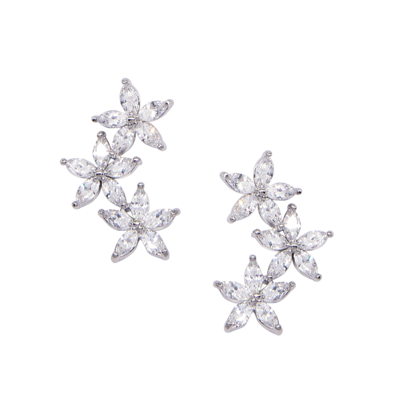 Cubic Zirconia Collection - Dainty Sparkle Earrings - Czer483 - Silver ...