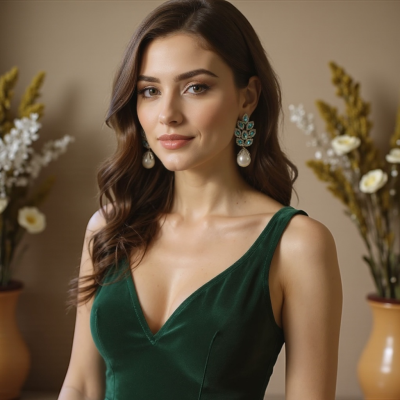 CUBIC ZIRCONIA COLLECTION - VINTAGE INSPIRED PEACOCK FEATHER DROP EARRINGS - CZER918 