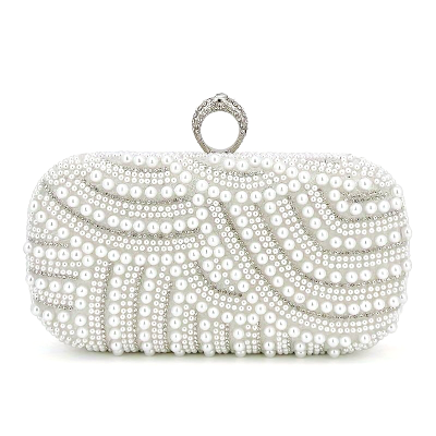 ATHENA COLLECTION - LUSH PEARL CLUTCH BAG - (B10) SILVER 