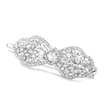 CUBIC ZIRCONIA COLLECTION - CRYSTAL EXTRAVAGANCE HAIR CLIP - CLIP764 SILVER