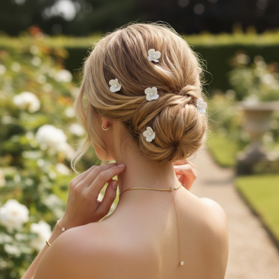 ATHENA COLLECTION - CHIC FLOWER HAIR PINS - (6 PIECES) -PIN63 GOLD