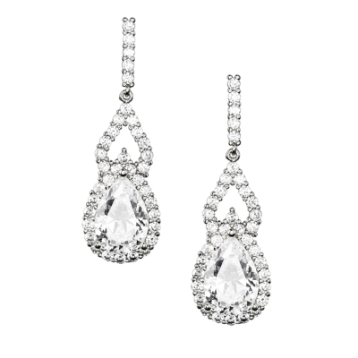 CUBIC ZIRCONIA COLLECTION - DAINTY DIVA EARRINGS - CZER631 SILVER