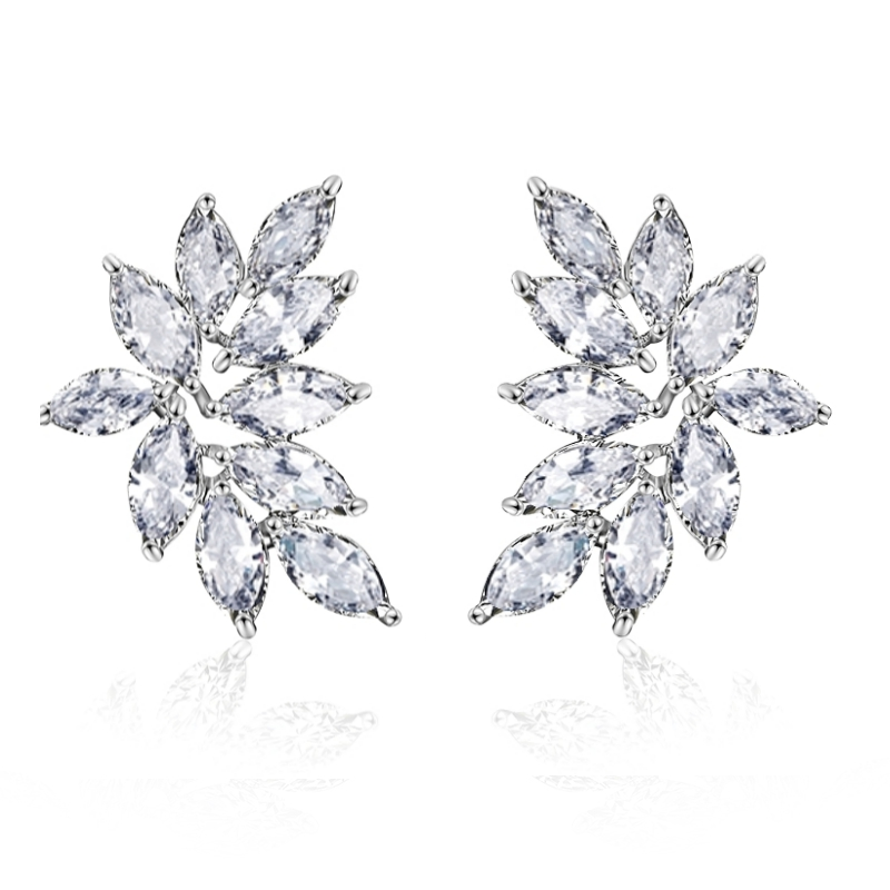 Cubic Zirconia Collection Crystal Cluster Earrings Silver Czer514 Athena Bridal