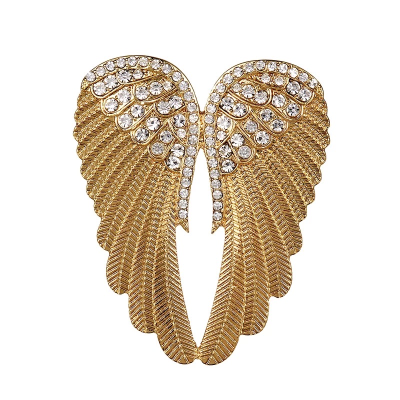 CUBIC ZIRCONIA COLLECTION - ANGEL WINGS BROOCH - GOLD (59)