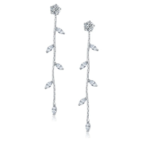 CUBIC ZIRCONIA COLLECTION - DELICATE VINE EARRINGS - CZER714 SILVER