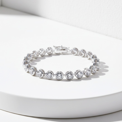 CUBIC ZIRCONIA COLLECTION - CRYSTAL SPARKLE BRACELET - BR172 SILVER 