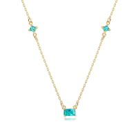 CUBIC ZIRCONIA COLLECTION - DAINTY GEM NECKLACE - 925 STERLING SILVER  -CZNK277