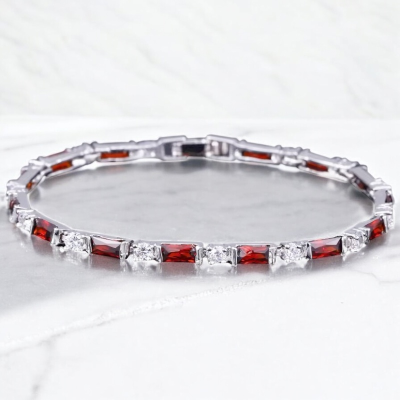 CUBIC ZIRCONIA COLLECTION - DAINTY DAZZLE BRACELET - BR178 RUBY RED