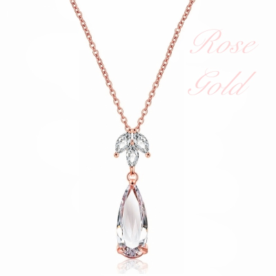 CUBIC ZIRCONIA COLLECTION - GLAM STARLET NECKLACE - CZNK112 (ROSE GOLD)