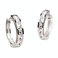 CUBIC ZIRCONIA COLLECTION - EXQUISITE SILVER HOOP EARRINGS - CZER934 925 STERLING SILVER