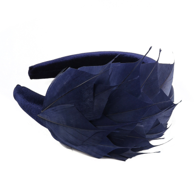 ATHENA COLLECTION - LUXE FEATHER HEADBAND - NAVY BLUE