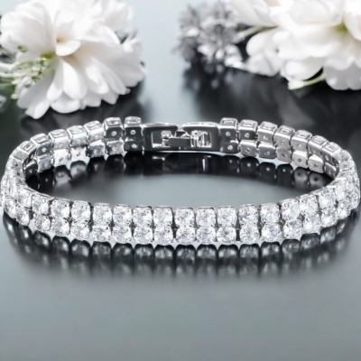 CUBIC ZIRCONIA COLLECTION - CRYSTAL ALLURE BRACELET - BR177 SILVER 