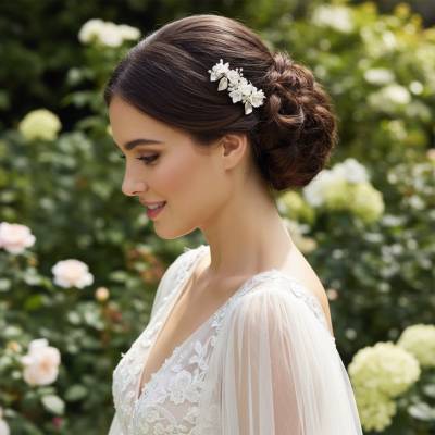 ATHENA COLLECTION - EXQUISITE FLORAL HAIR CLIP - CLIP759 GOLD 