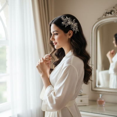 ATHENA COLLECTION - VINTAGE INSPIRED PEARL COMB - HC297 SILVER 