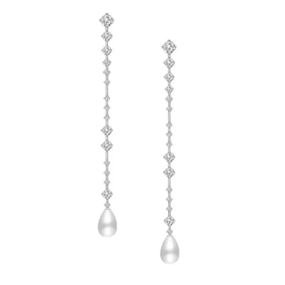 CUBIC ZIRCONIA COLLECTION - EXQUISITE DIAMOND CASCADE EARRINGS - CZER786 SILVER 