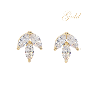 CUBIC ZIRCONIA COLLECTION - DAINTY GEM EARRINGS -CZER623 GOLD